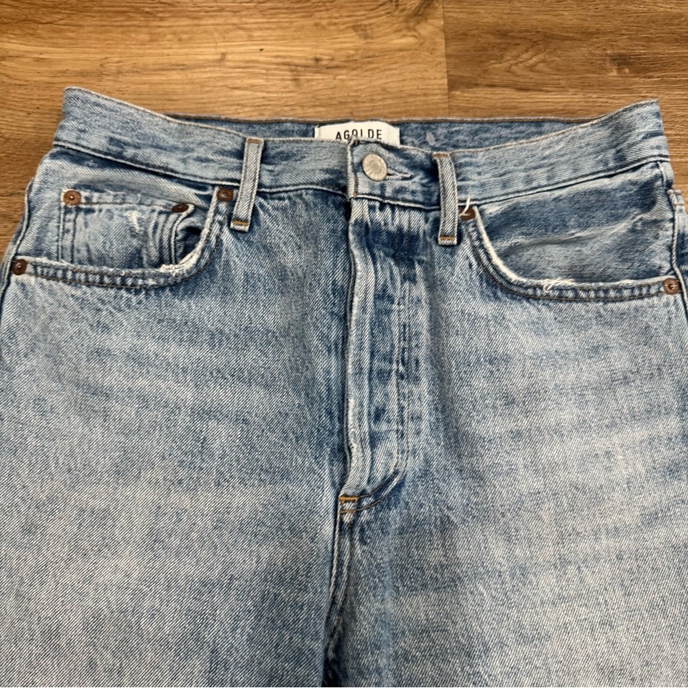 Agolde Riley High Rise Straight Crop Distressed Vintage Wash Escalate Size 26 - Picture 2 of 8